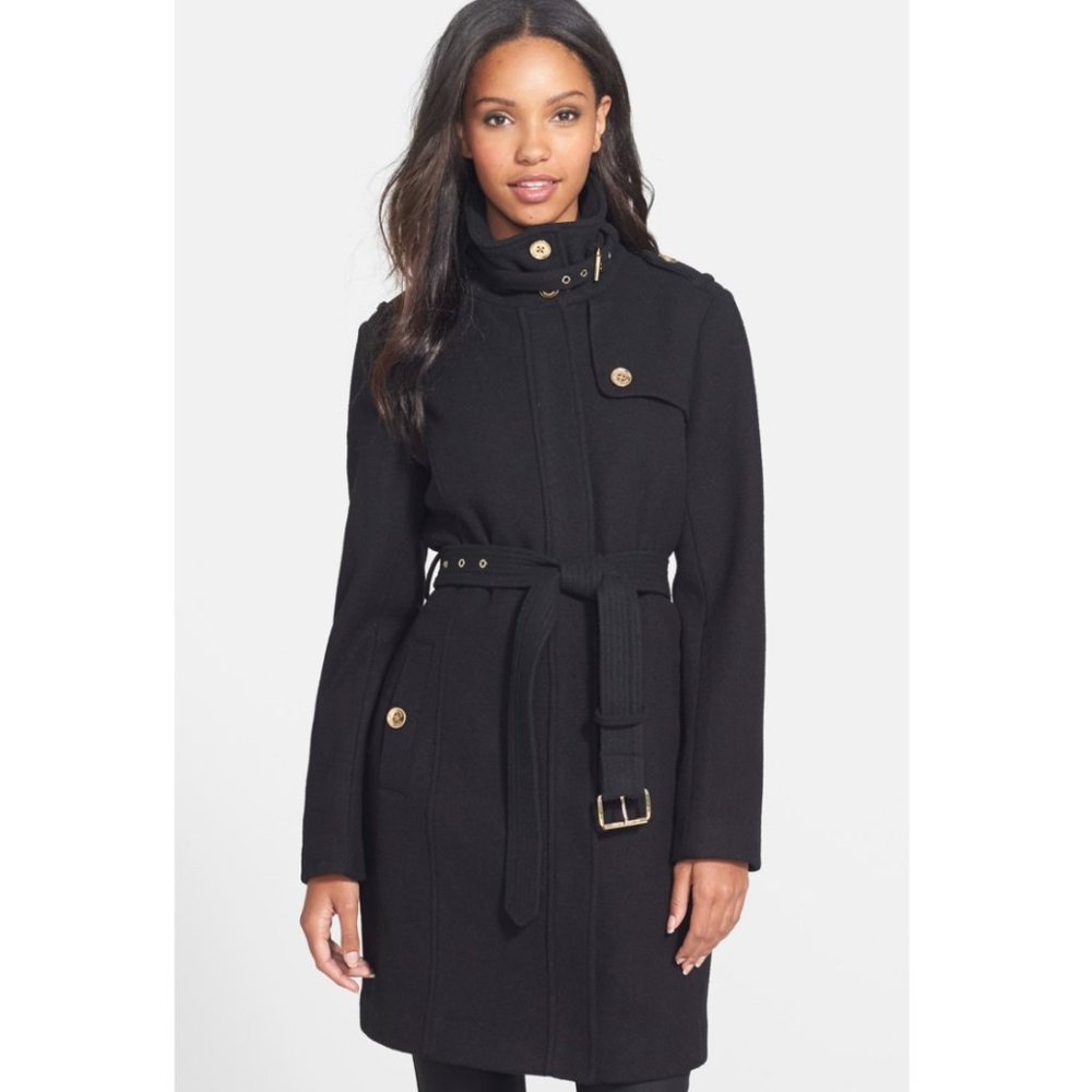 Michael Kors Stand Collar Wool Blend Trench Coat M